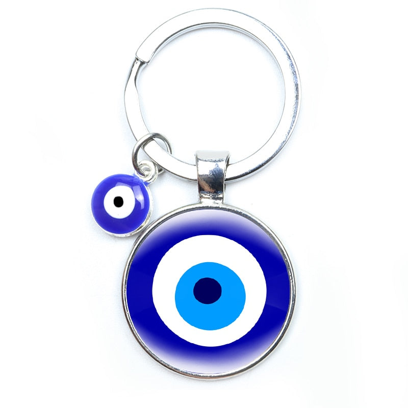 Blue Evil Eye Metal Keychain