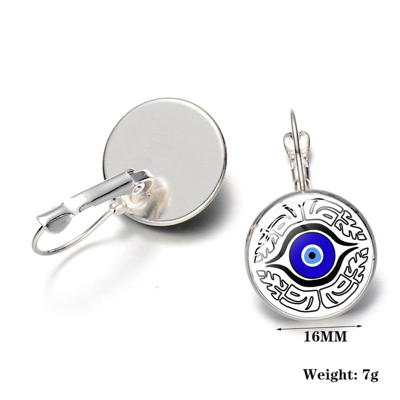 Blue Evil Eye Hoop Earrings For Women