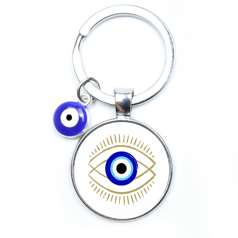 Blue Evil Eye Metal Keychain