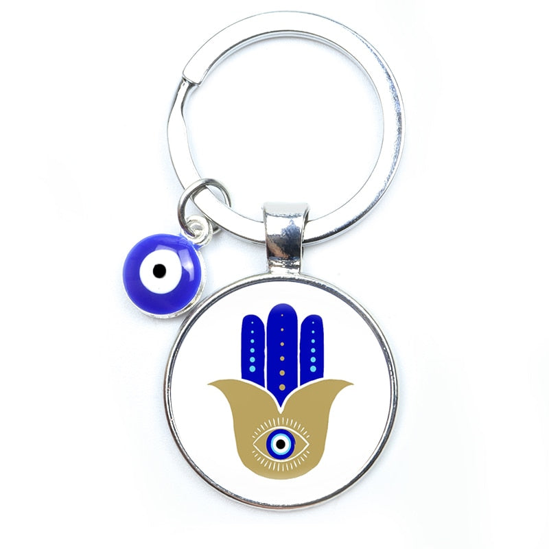 Blue Evil Eye Metal Keychain