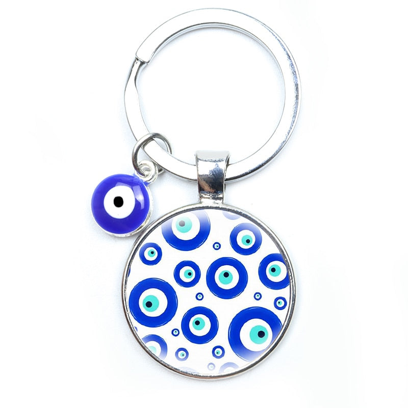 Blue Evil Eye Metal Keychain