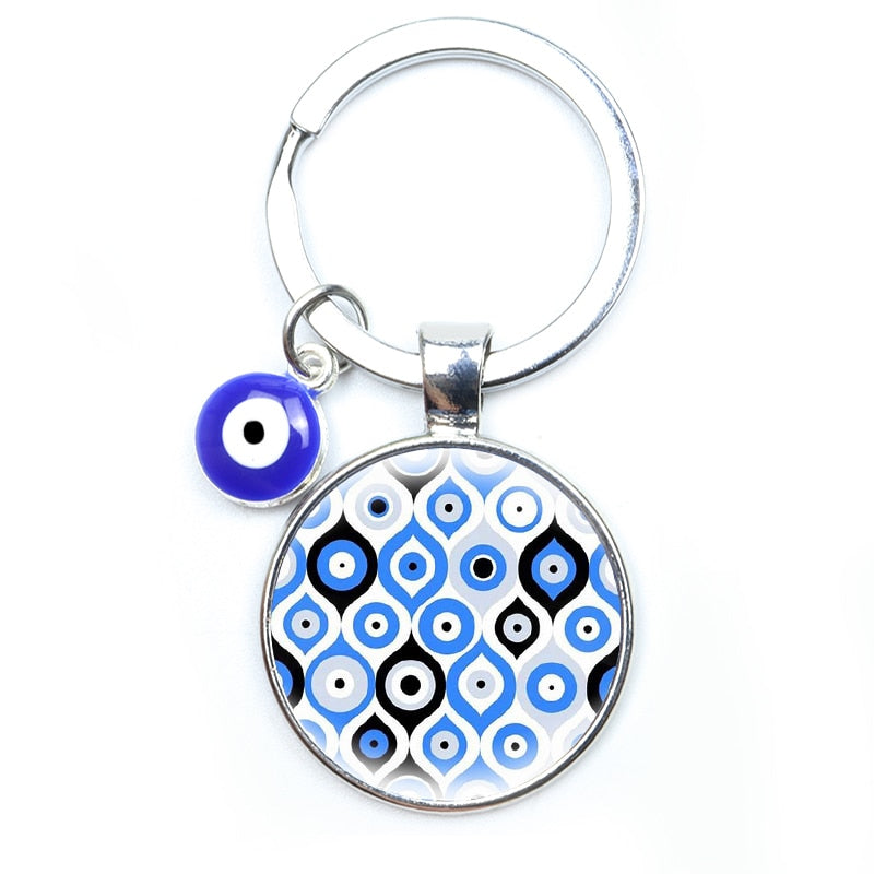 Blue Evil Eye Metal Keychain