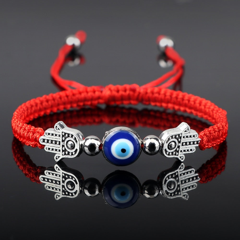 Black Thread Red Evil Eye Bead Bracelet