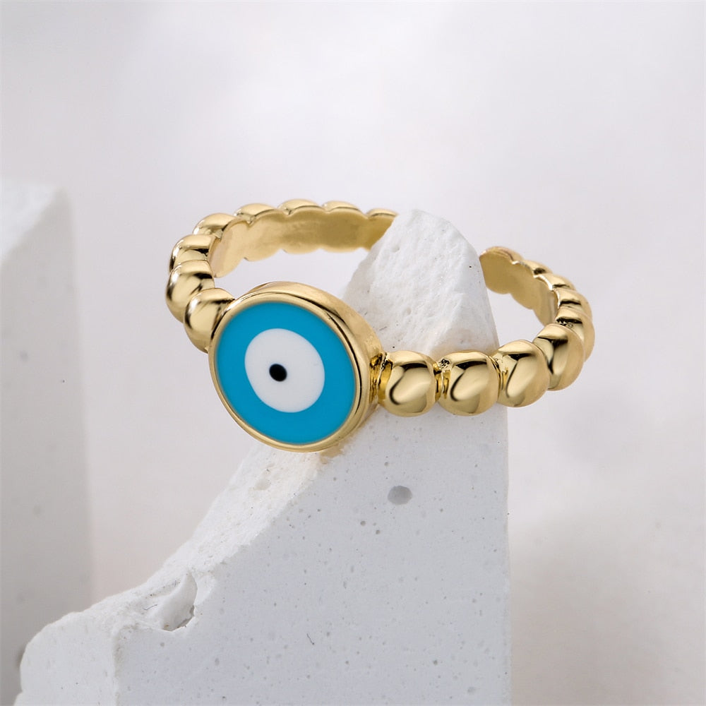Copper Evil Eye Open Ring  Jewelry