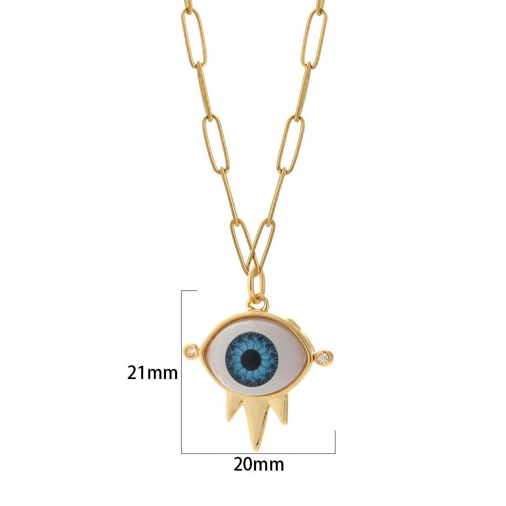 Evil Eye Pendant with Thick Chain