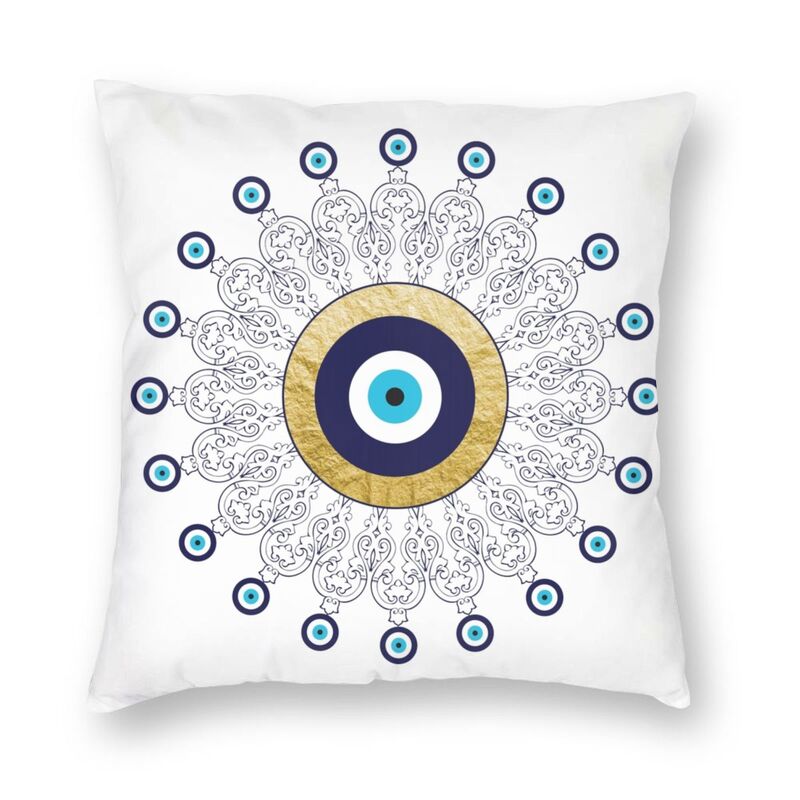 golden mandala evil eye toss pillow