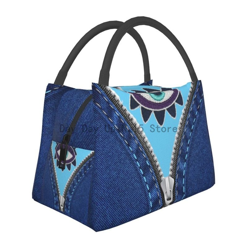 Evil Eye Zippered Jeans Portable Purse