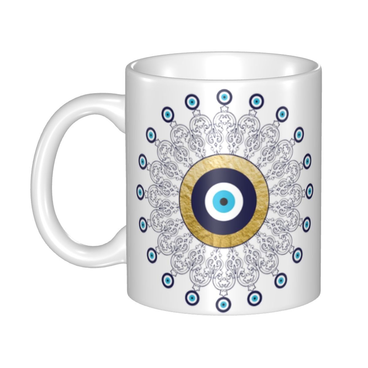White Evil Eye Printed Coffee Mug