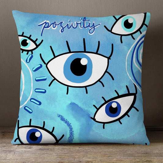 ocean blue evil eye pillow