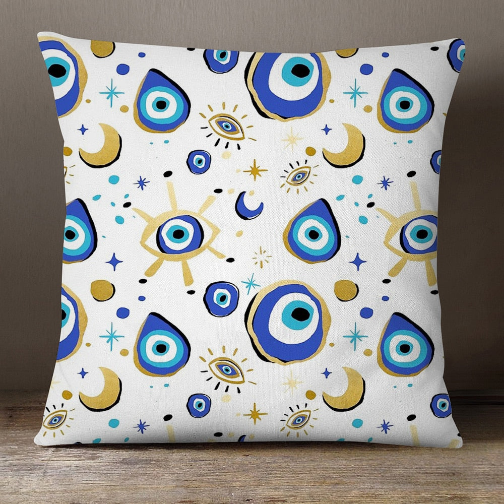 evil eye charm galaxy toss pillow