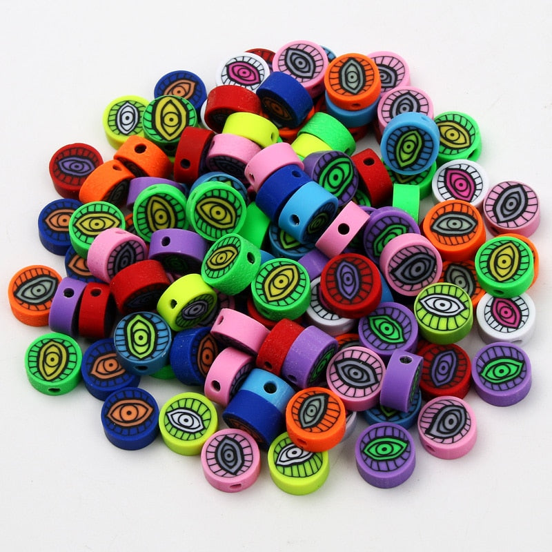 Eye Evil  Rounded Clay Spacer Beads