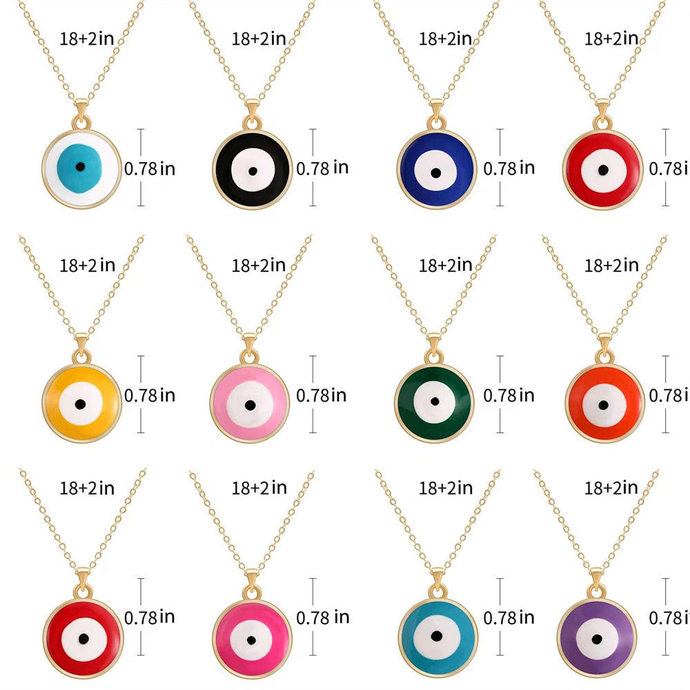 Multicolor Evil Eye 14K Gold Plated Necklace