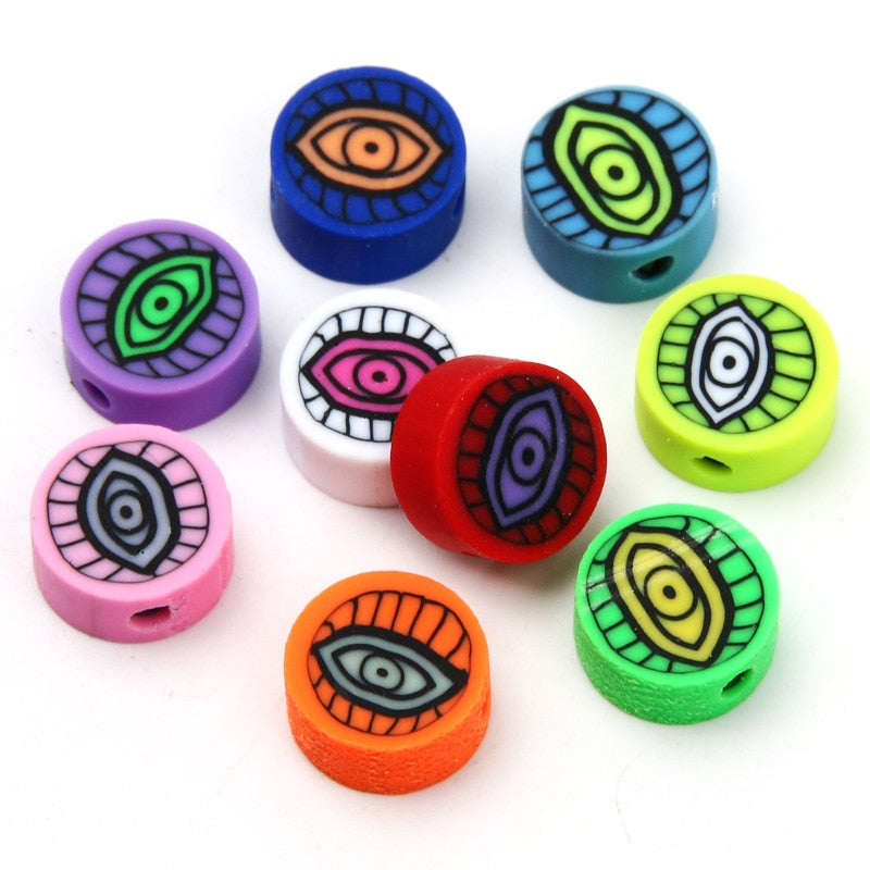 Eye Evil  Rounded Clay Spacer Beads
