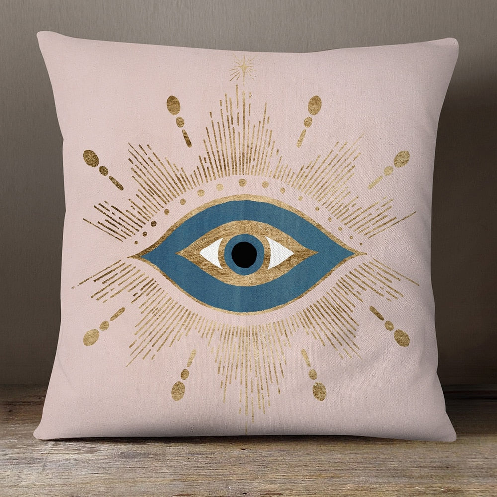 golden evil eye protection pillow