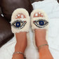 Fur Evil Eye Cotton Women Shoes