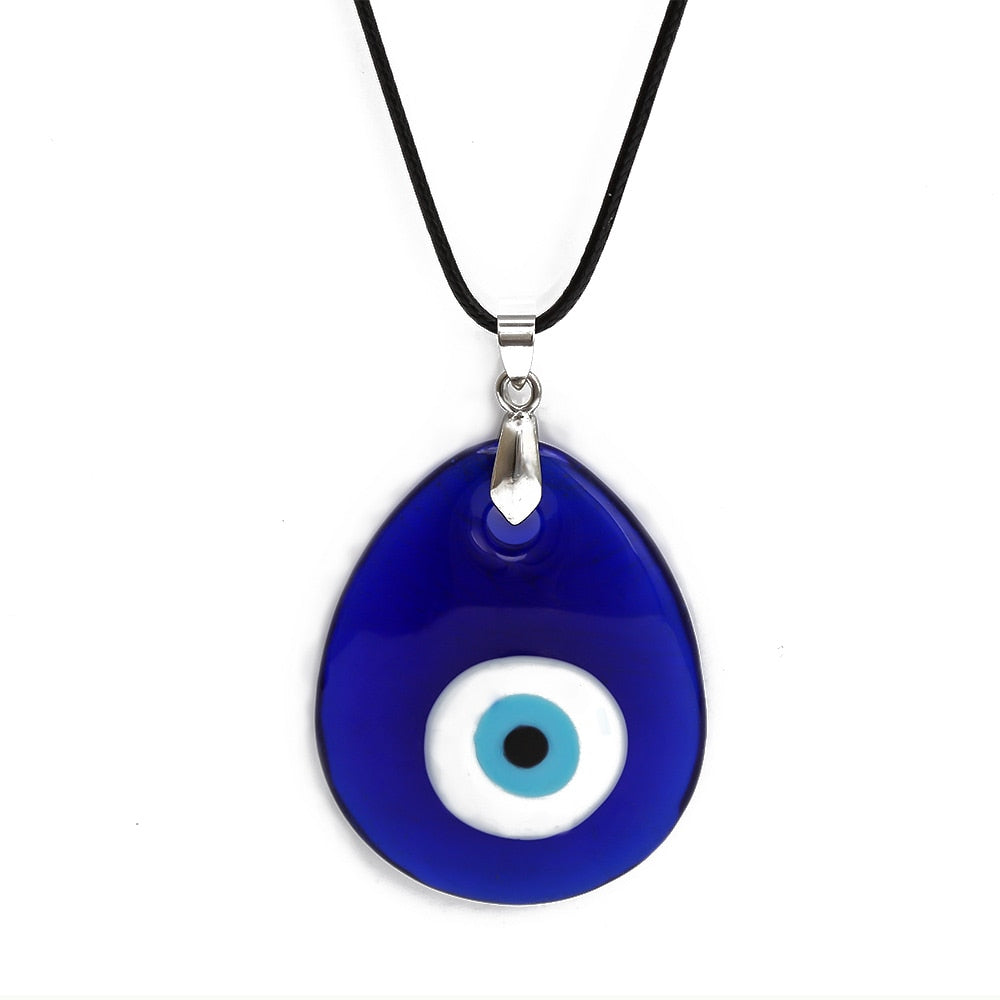 Blue Glass Evil Eye Amulet Necklace