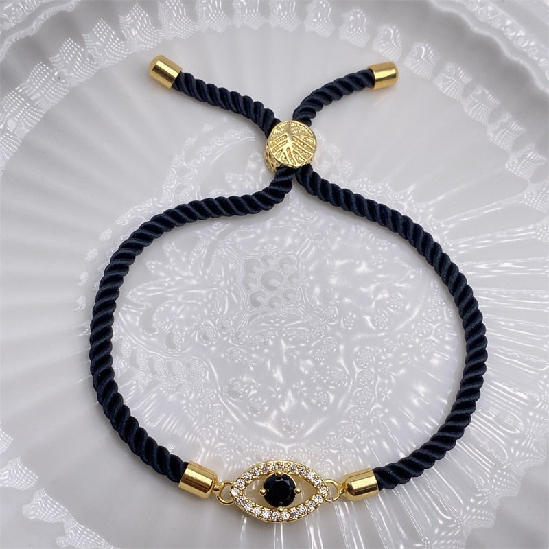 Gold-Plated Evil Eye Charm Bracelet