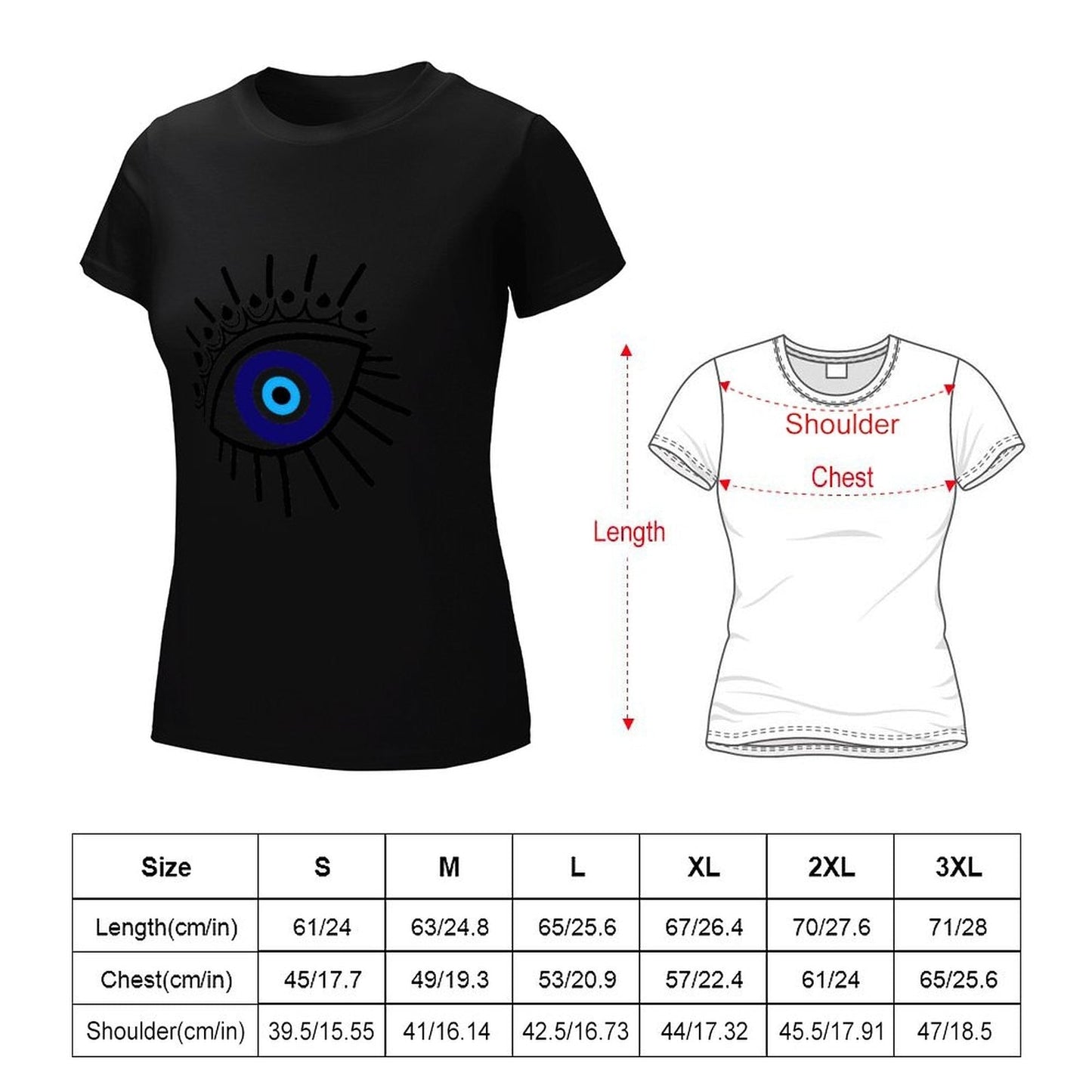 evil eye cotton women t-shirt size