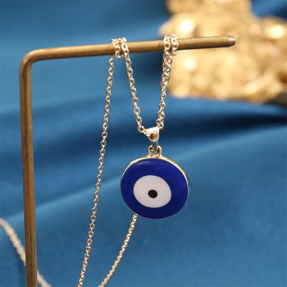 Multicolor Evil Eye 14K Gold Plated Necklace