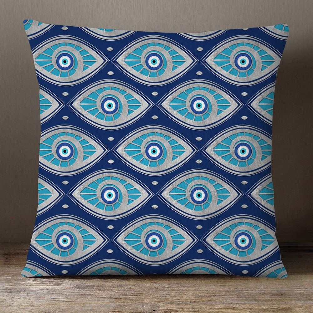 greek eyes of protection pillow