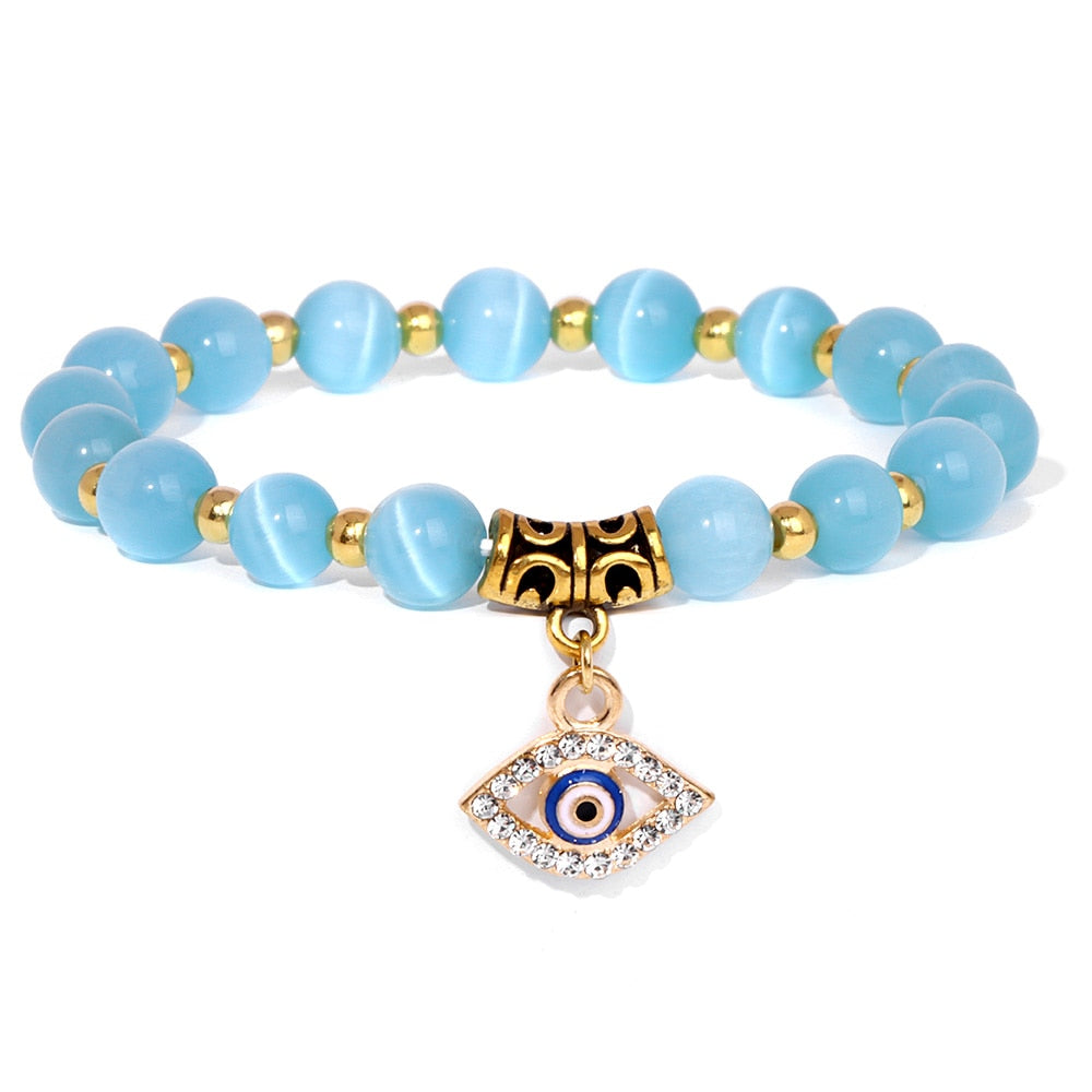 Evil Eye Natural Stone Beads Bracelet