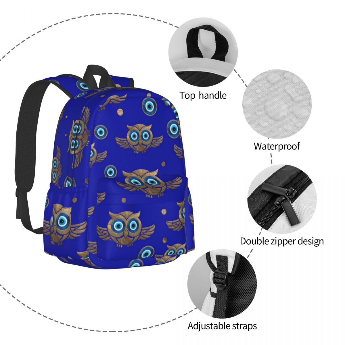 Owl Print Evil Eye Bags