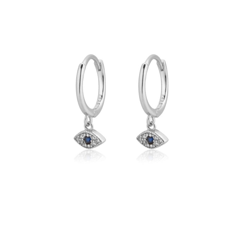 Stainless Steel Evil Eye Hoop Earrings