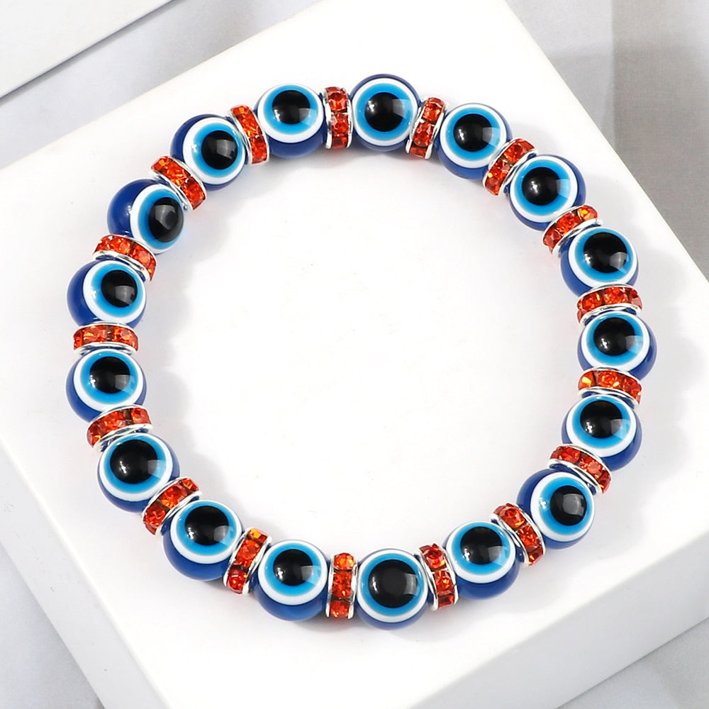 Blue Beaded Evil Eye Bracelet