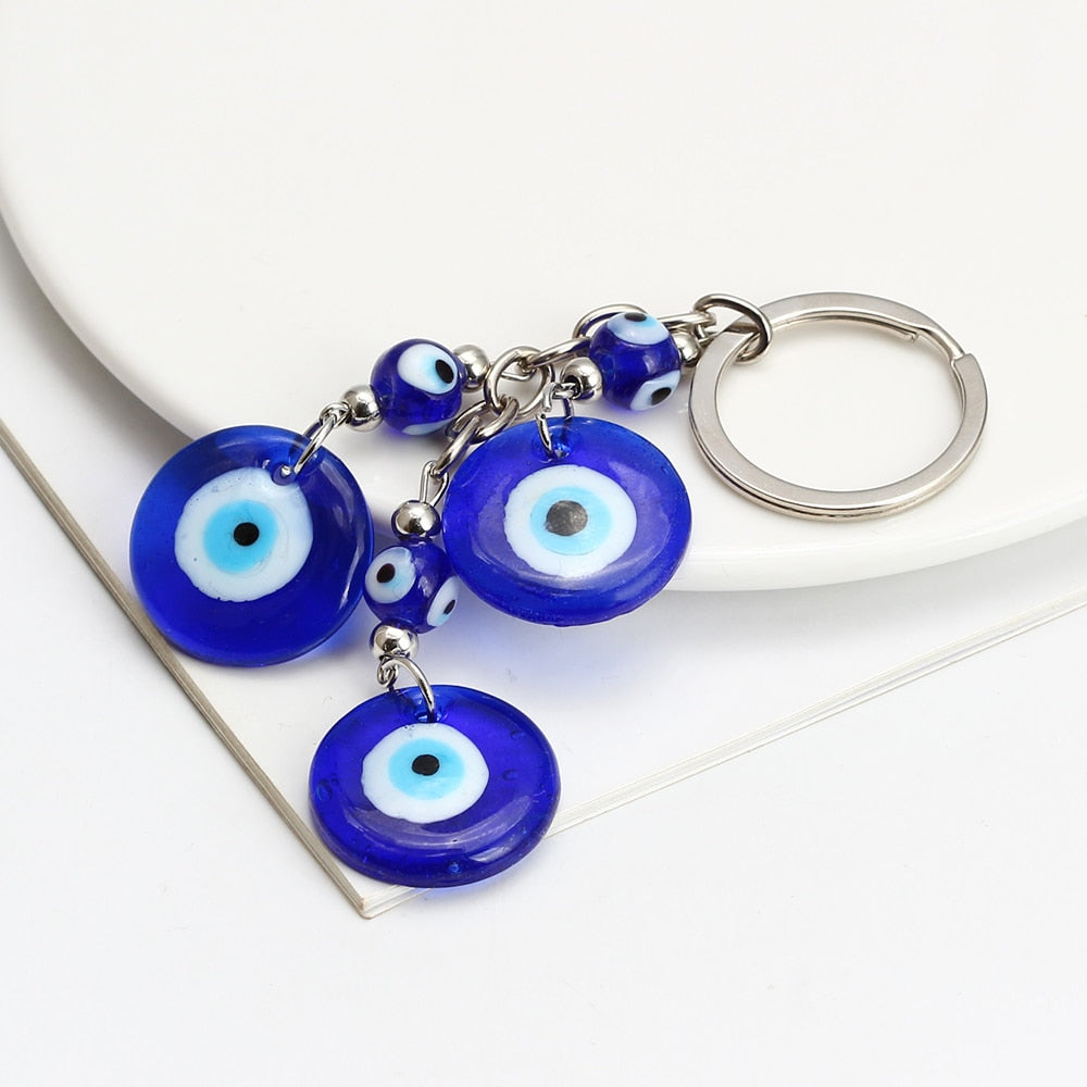 Evil Eye Blue Glass Keychain