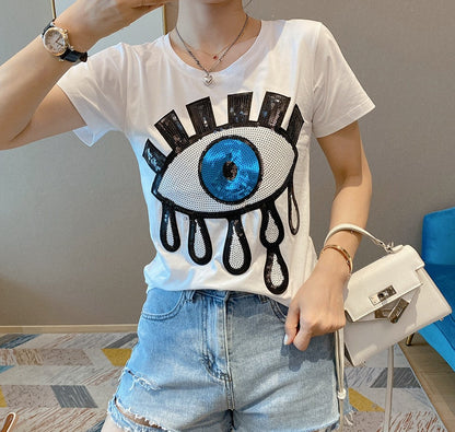 solid pattern evil eye t-shirt