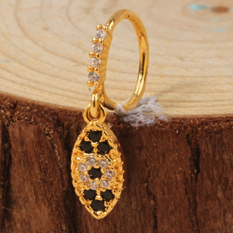 Evil Eye Gold Charm Nose Ring