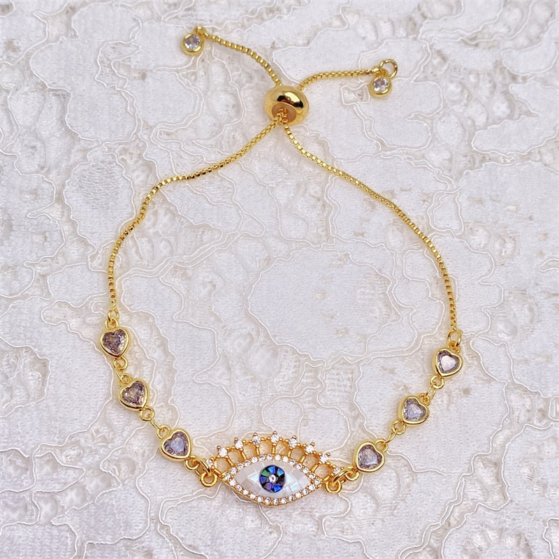 Gold-Plated Evil Eye Charm Bracelet