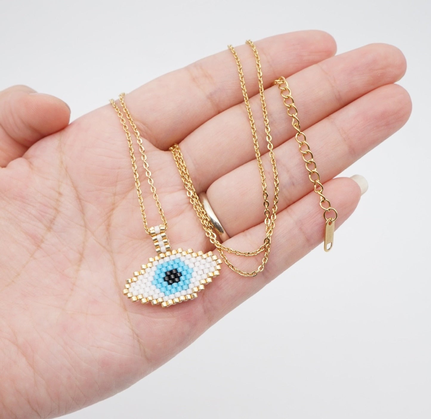 beaded evil eye necklace