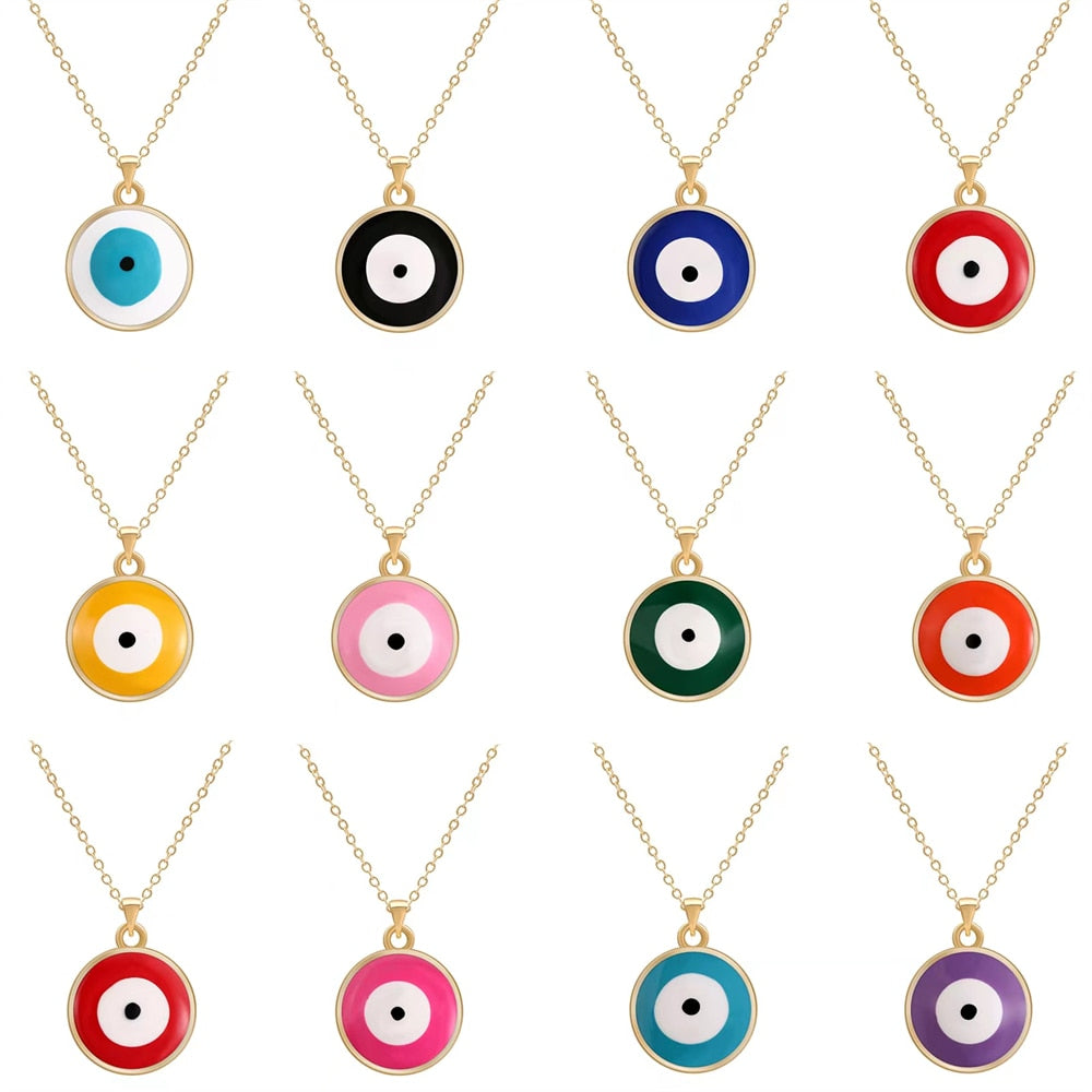 Multicolor Evil Eye 14K Gold Plated Necklace