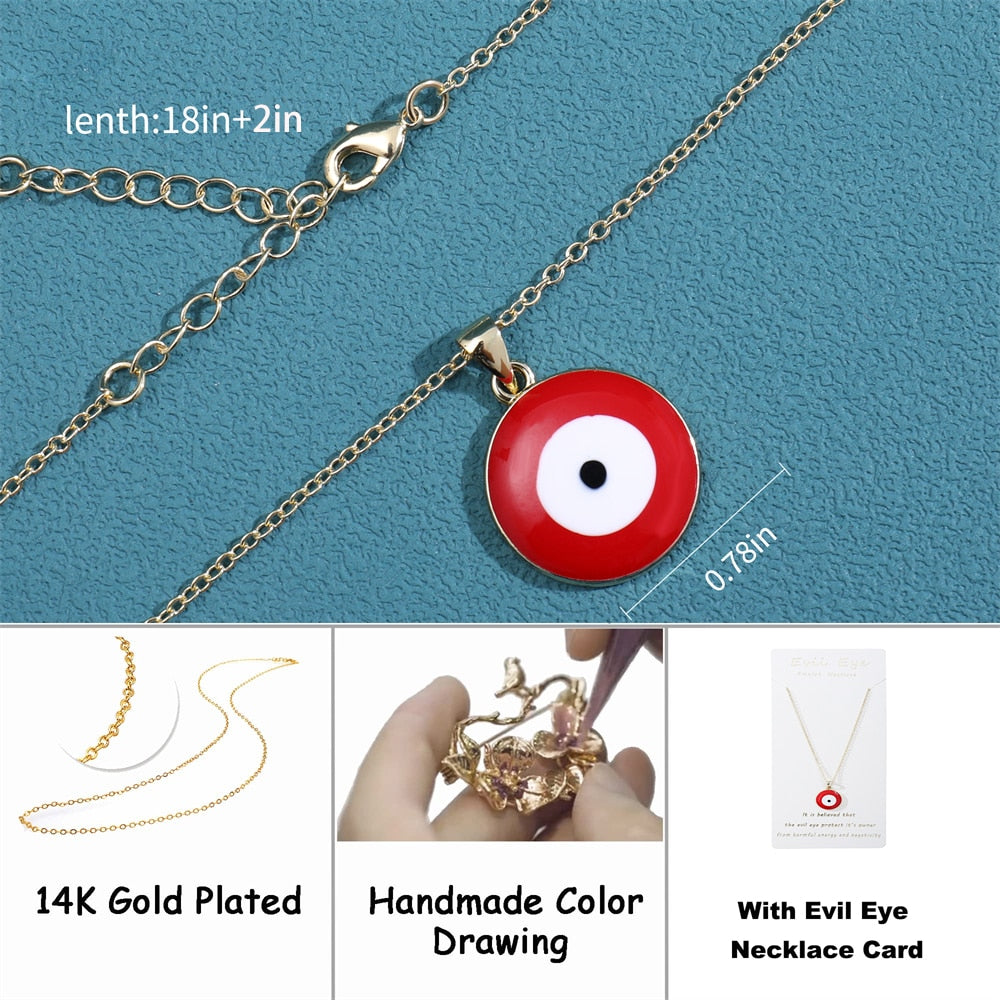 Multicolor Evil Eye 14K Gold Plated Necklace