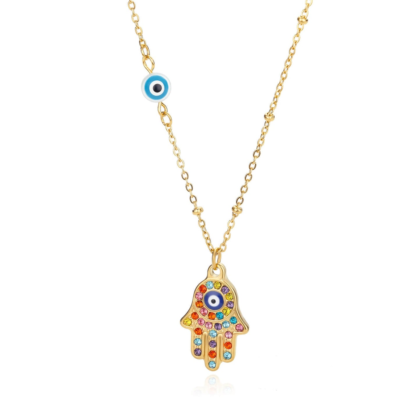 Crystal Blue Evil Eye Pendant Necklace