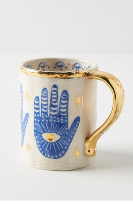 Blue Evil Eye charm Golden Mugs